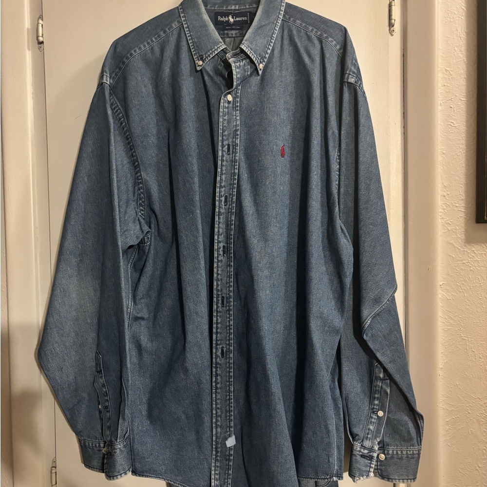Ralph Lauren Blue Denim Casual Button Down Shirt